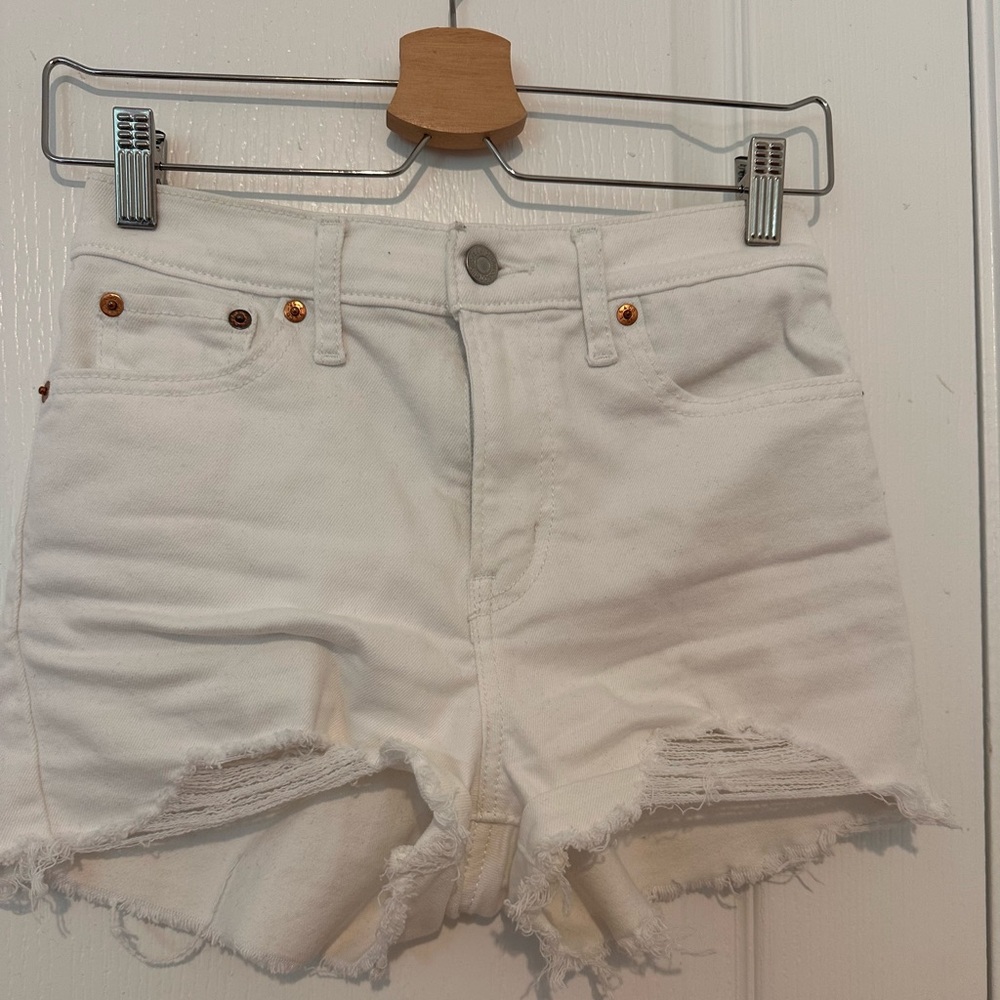 Levi's White Distressed Jean Shorts
